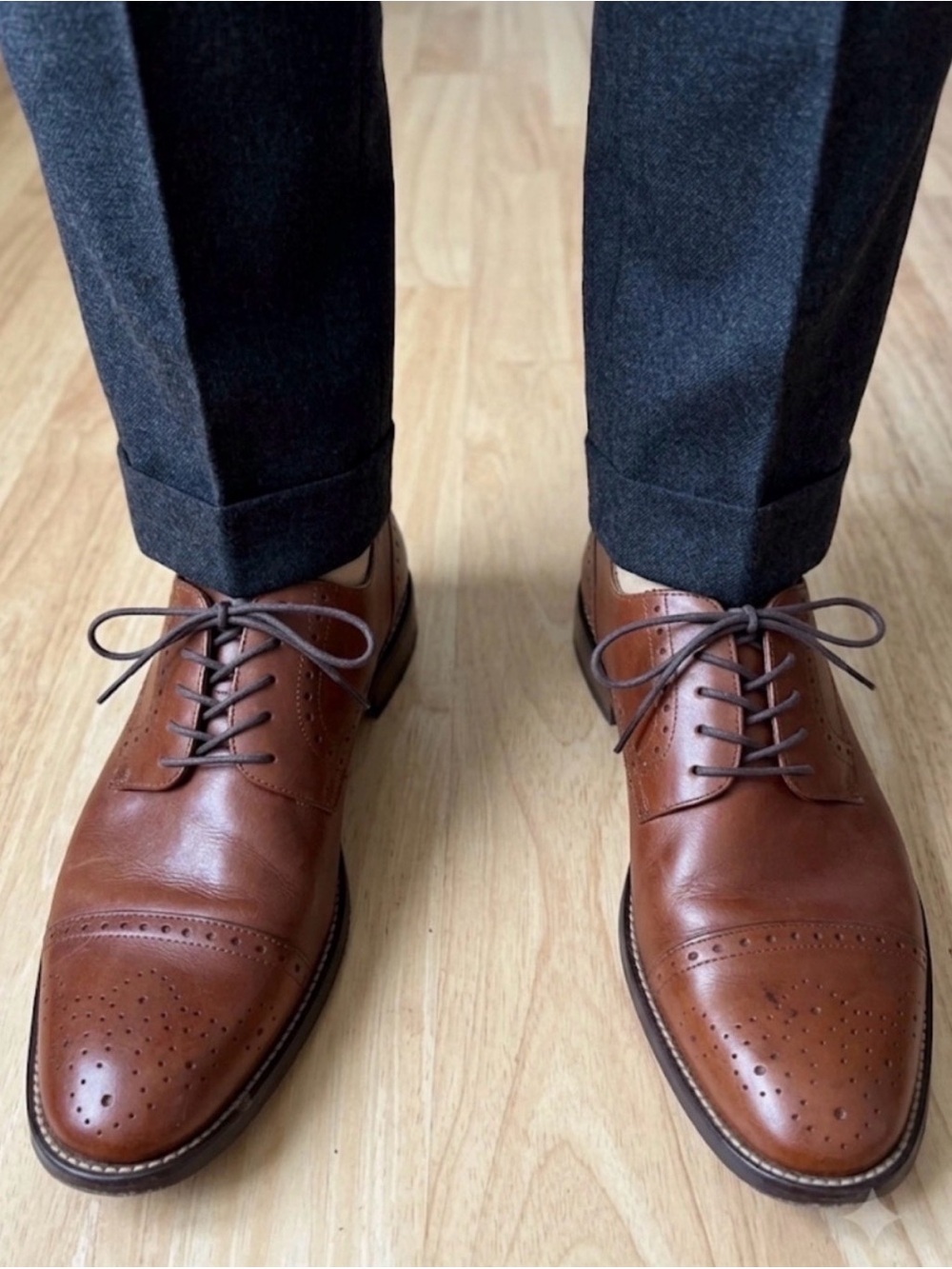 Strada Firenze Mens 11 Brown Cap Toe Oxford Dress Shoes Made in Italy Leather